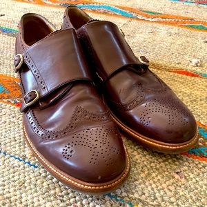 Italian leather Cole Haan monk strap shoes